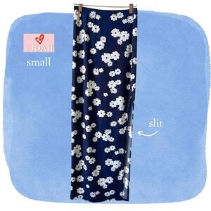 Navy Floral Midi Skirt - Size small